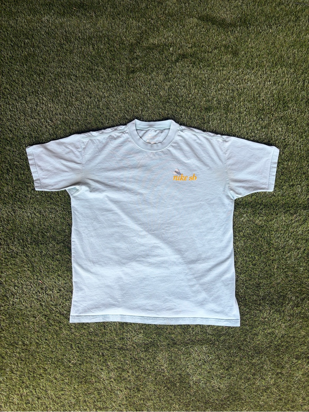 Nike Light Blue Short Sleeve Tee with Yellow Logo